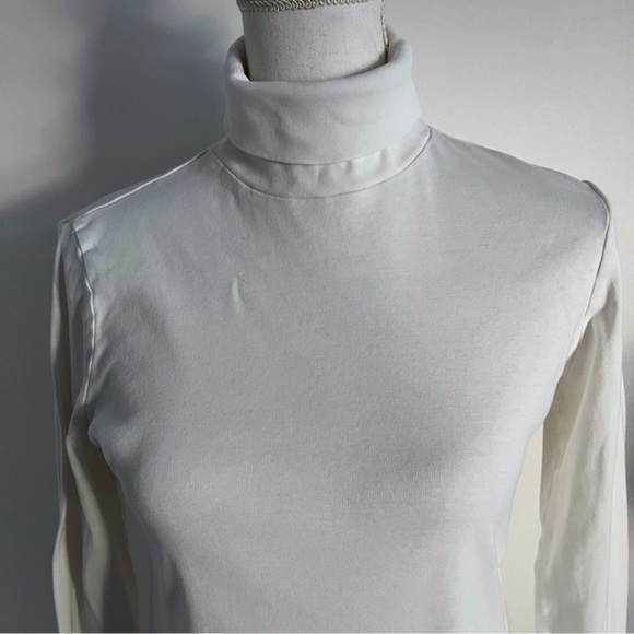 Talbots • Solid White Turtleneck Long Sleeve Blouse - Picture 2 of 5